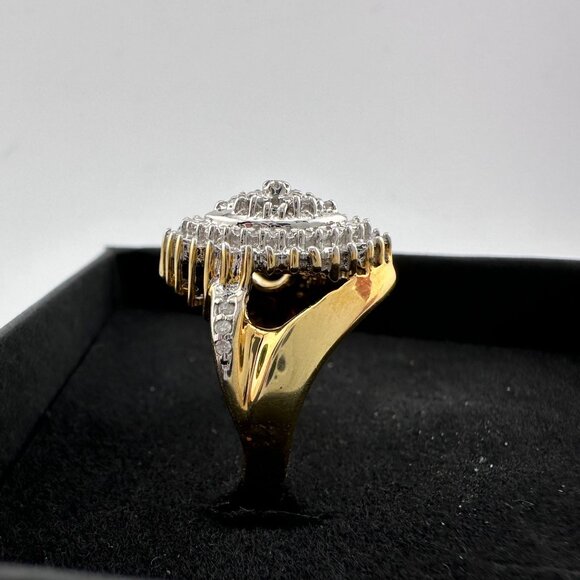 Marquise Cut 1/2 Carat Diamond Ring - Gold Overlaying Sterling Silver Size 8 - Picture 5 of 16